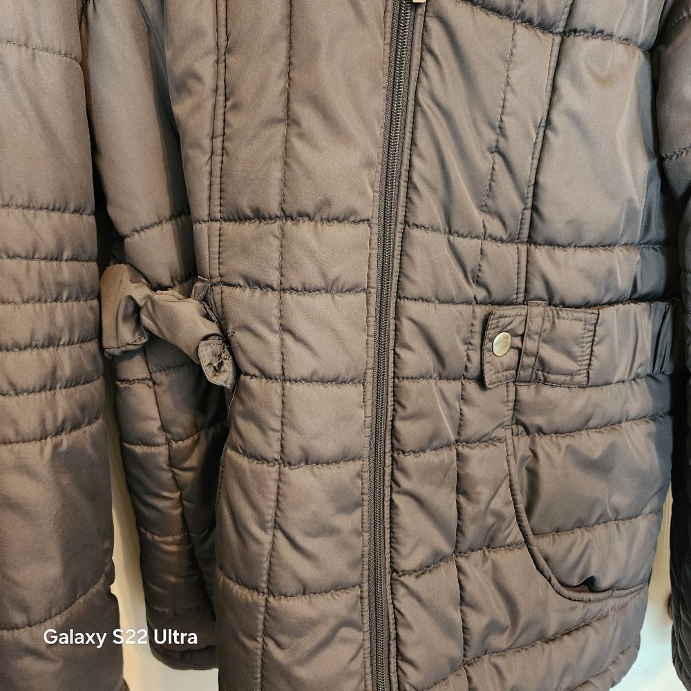 🏖 Warm Puffy Faded Glory Gray Grey Zip Up Winter Coat Removable Hood - Picture 5 of 7